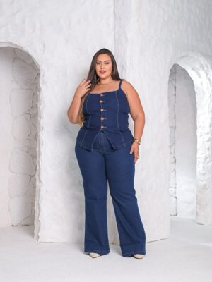 Calça flare cintura alta