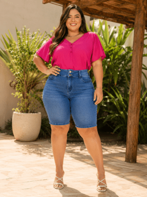 Bermuda Ciclista Jeans Claro