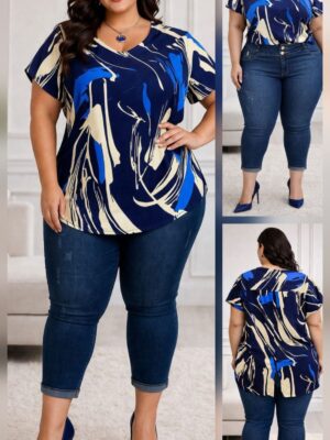 Blusa de manga de viscose (estampada)