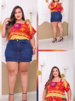 Mini saia Jeans escuro