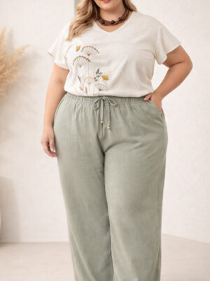 Calça de Mix linho reta