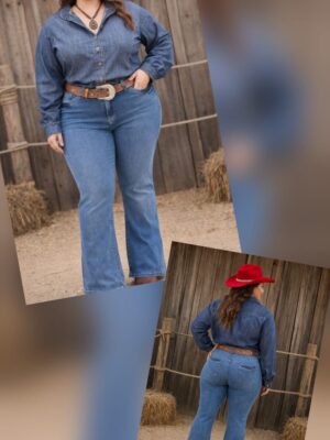 Calça flare jeans claro