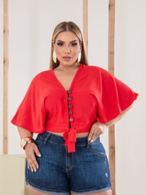 Cropped de botão no viscose