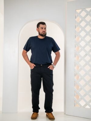 Calça masculina tradicional no Brim (preto)