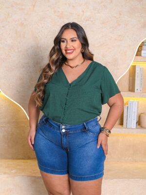 Short Meia Coxa jeans com Elastano