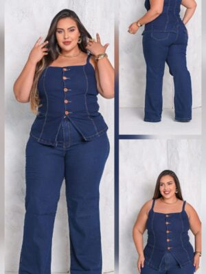 Calça flare Jeans escuro